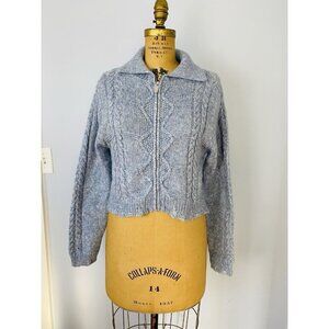 NWT Willow & Wind Women’s Size L Sweater Zip Up Cardigan Distressed Cropped